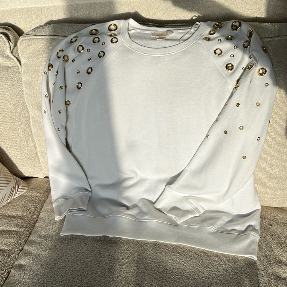 Michael Kors sweater white with gold accents.